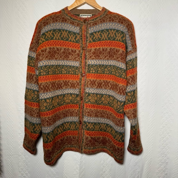 The Alpaca Connection Colorful Button Down Cardigan sweater Guesstimate Size XL - Picture 1 of 8